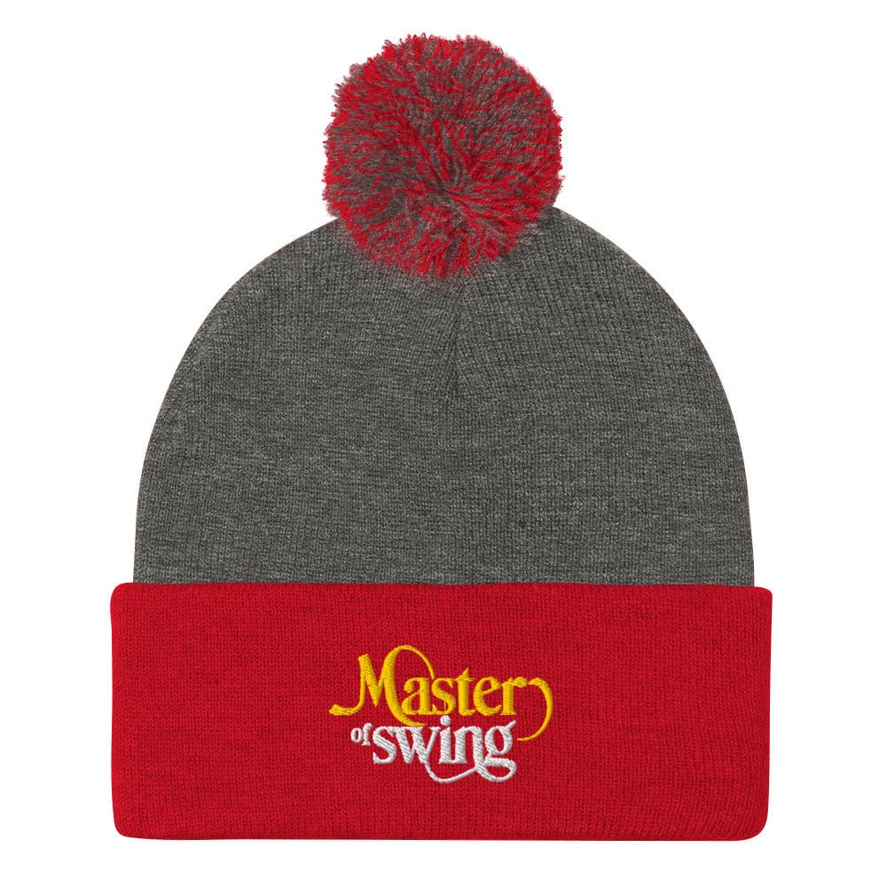 Master of Swing Fun Quirky Embroidered Golf Pom-Pom Beanie - Funny Golf Tee by Swing Epic