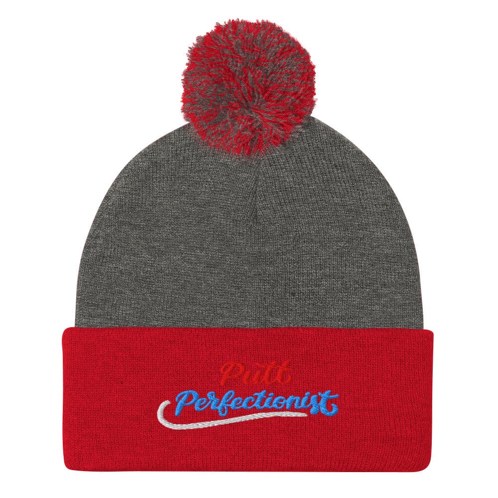 Putt Perfectionist Quirky Fun Embroidered Golf Pom-Pom Beanie - Funny Golf Tee by Swing Epic