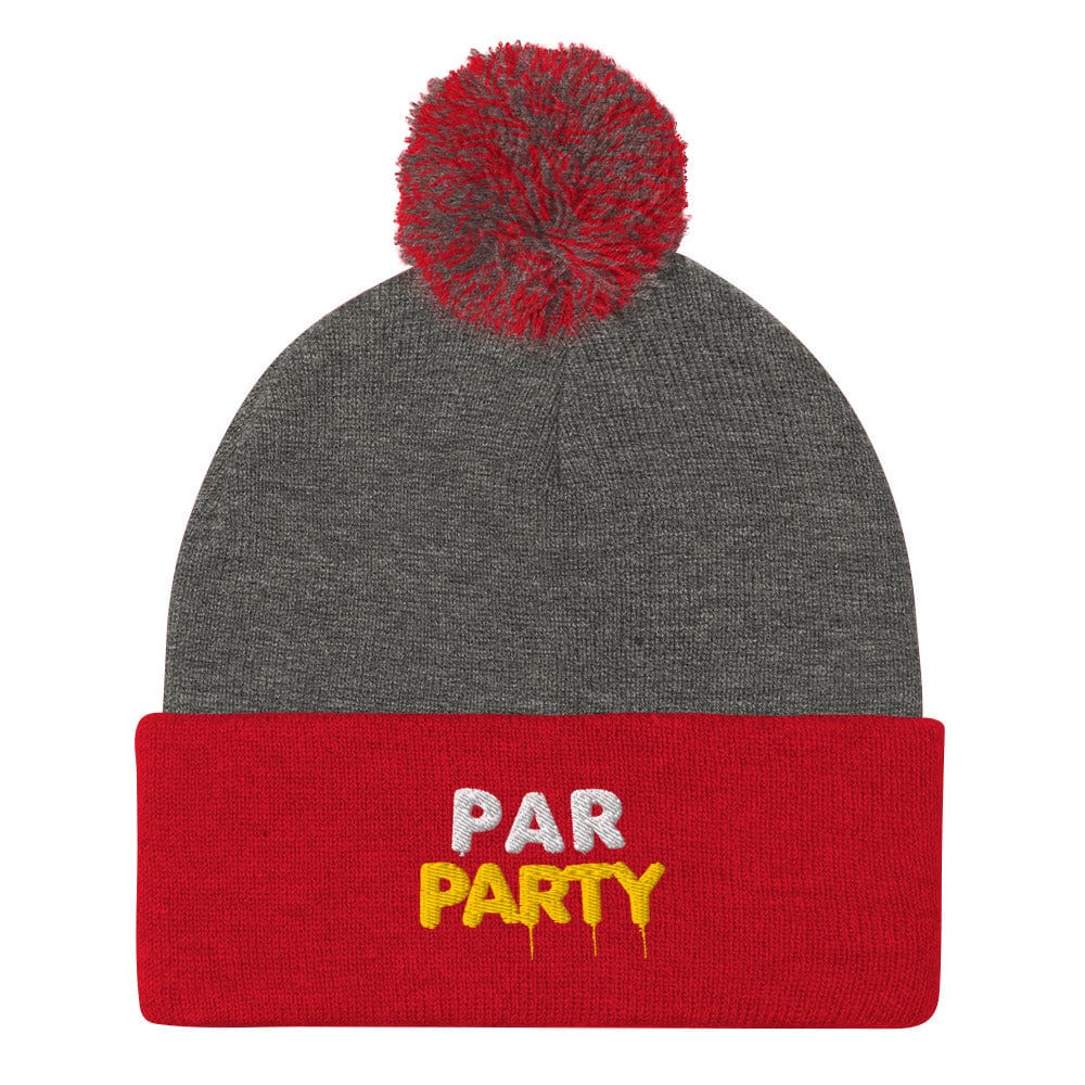 Par Party Fun Embroidered Golf Pom-Pom Beanie - Funny Golf Tee by Swing Epic