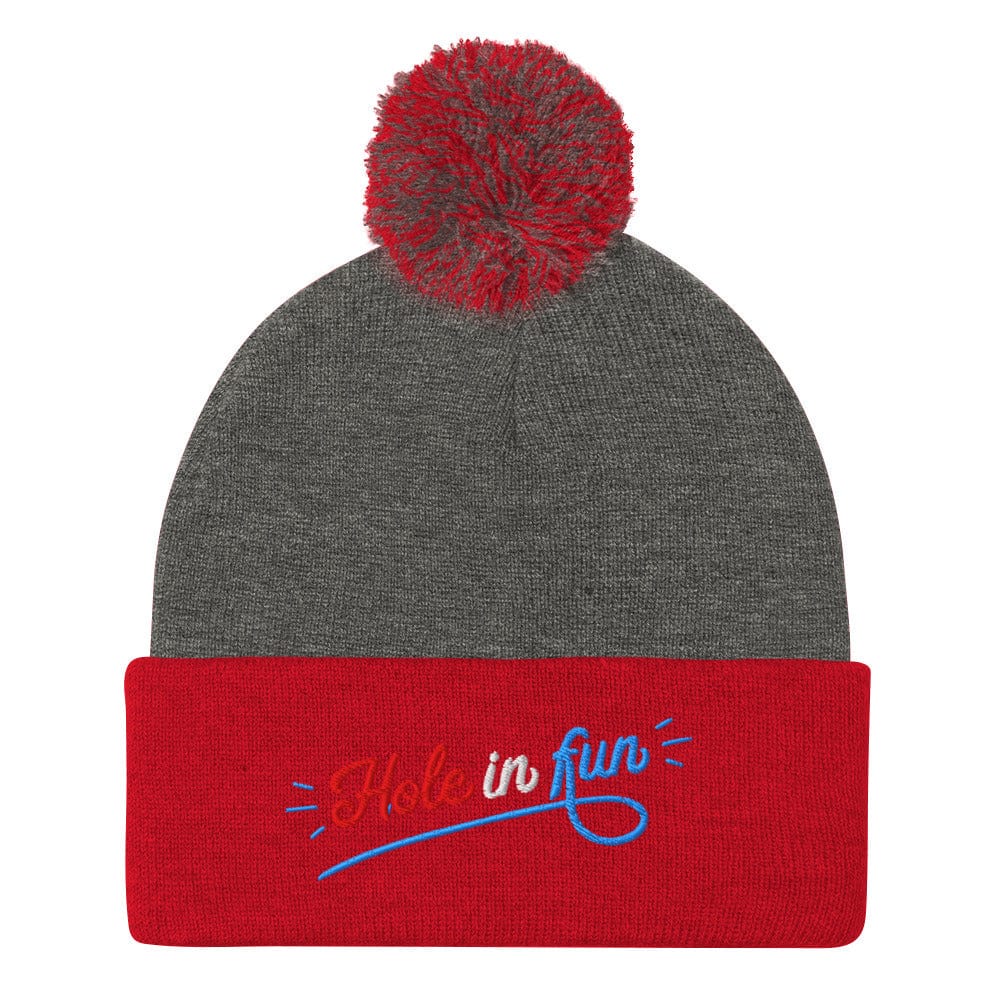 Hole in Fun Embroidered Golf Pom-Pom Beanie - Funny Golf Tee by Swing Epic