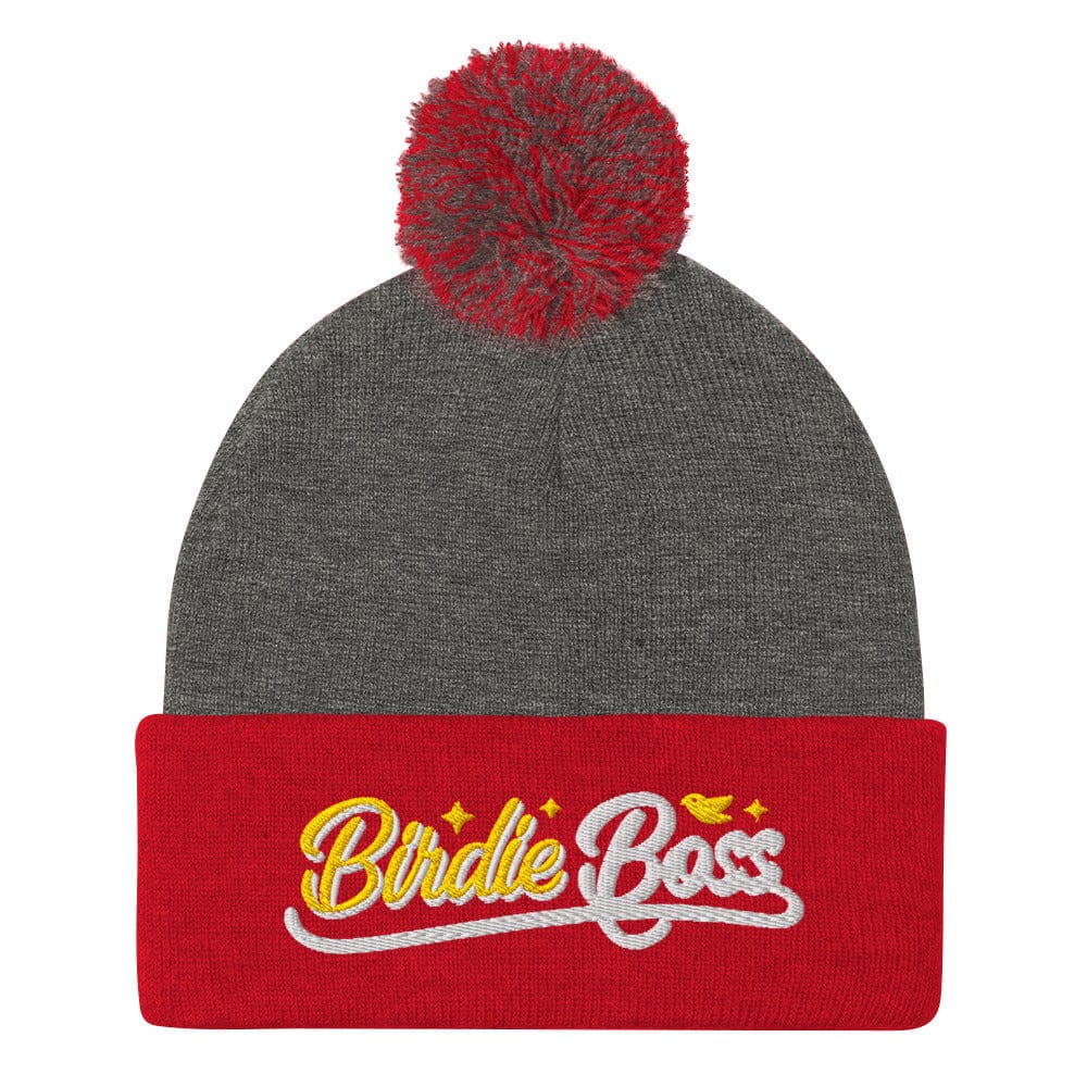 Birdie Boss Embroidered Golf Pom-Pom Beanie - Funny Golf Tee by Swing Epic