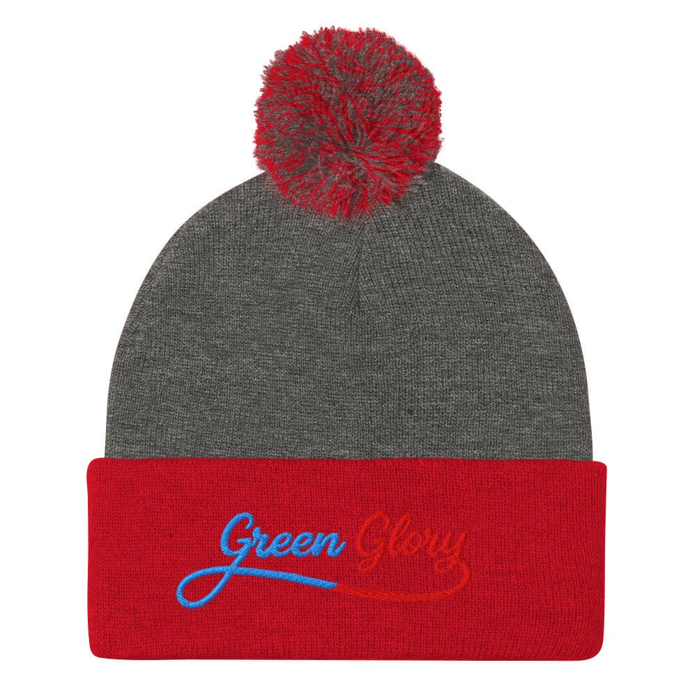 Green Glory Fun Design Embroidered Golf Pom-Pom Beanie - Funny Golf Tee by Swing Epic