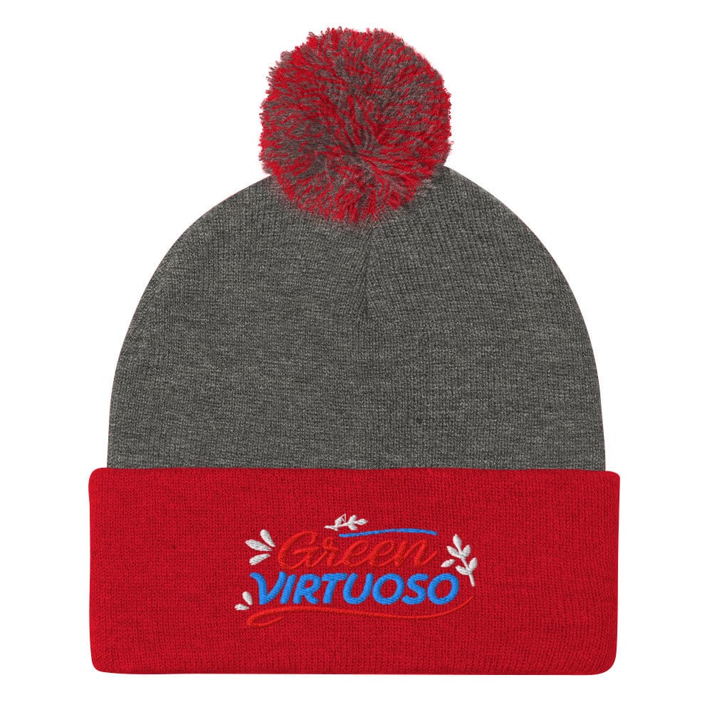 Green Virtuoso Spark Joy Embroidered Golf Pom-Pom Beanie - Funny Golf Tee by Swing Epic
