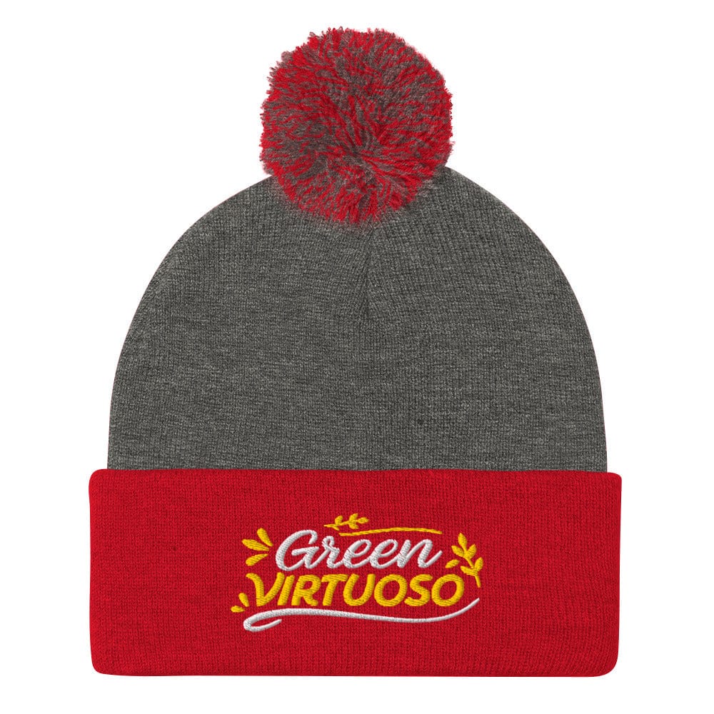 Green Virtuoso Spark Joy Embroidered Golf Pom-Pom Beanie - Funny Golf Tee by Swing Epic