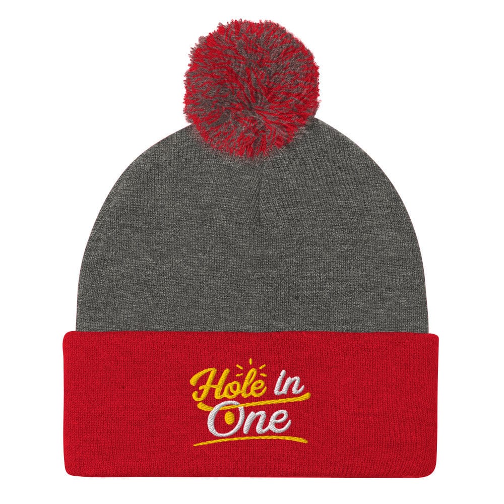 Hole in One Embroidered Golf Pom-Pom Beanie - Funny Golf Tee by Swing Epic