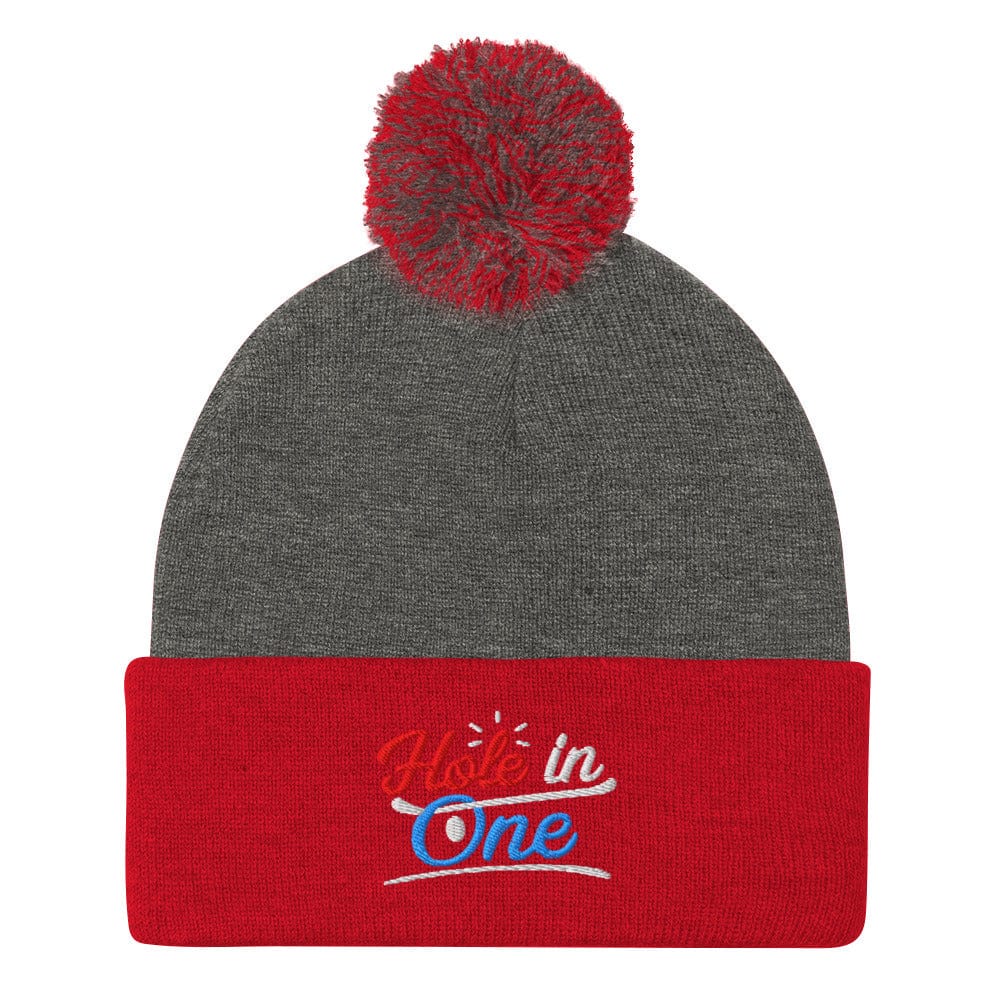 Hole in One Embroidered Golf Pom-Pom Beanie - Funny Golf Tee by Swing Epic