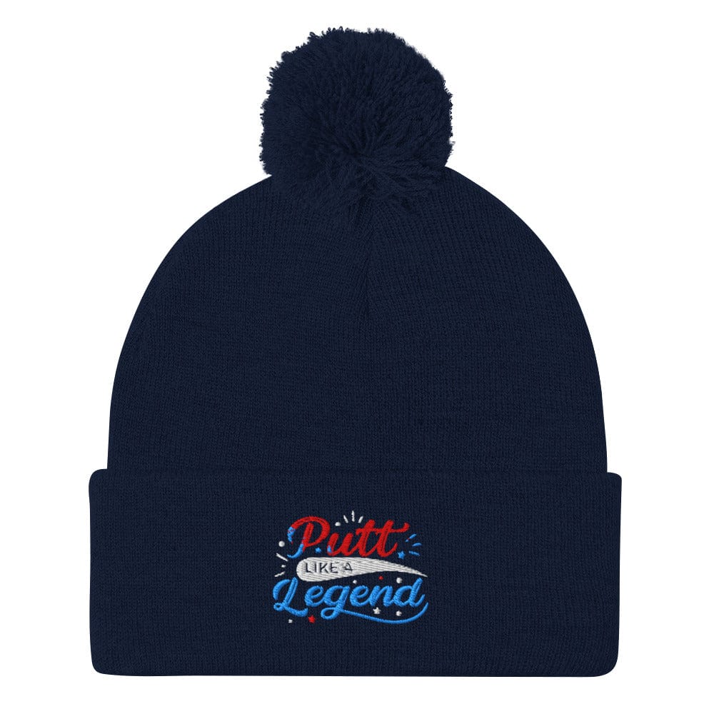 Putt Like a Legend Quirky Fun Embroidered Golf Pom-Pom Beanie - Funny Golf Tee by Swing Epic