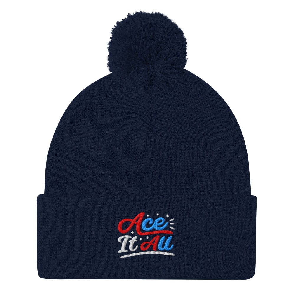 Ace It All Embroidered Golf Pom-Pom Beanie - Funny Golf Tee by Swing Epic