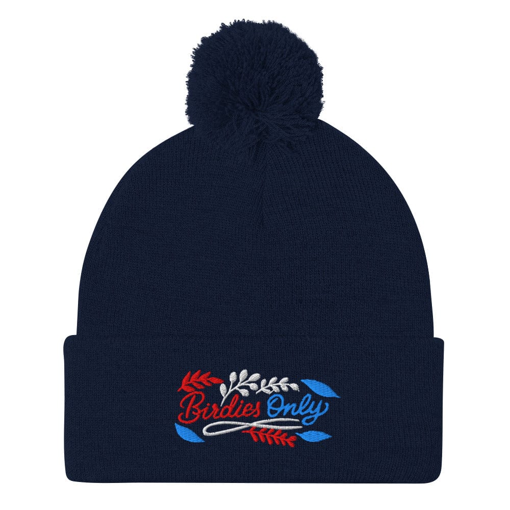 Birdies Only Quirky Fun Embroidered Golf Pom-Pom Beanie - Funny Golf Tee by Swing Epic