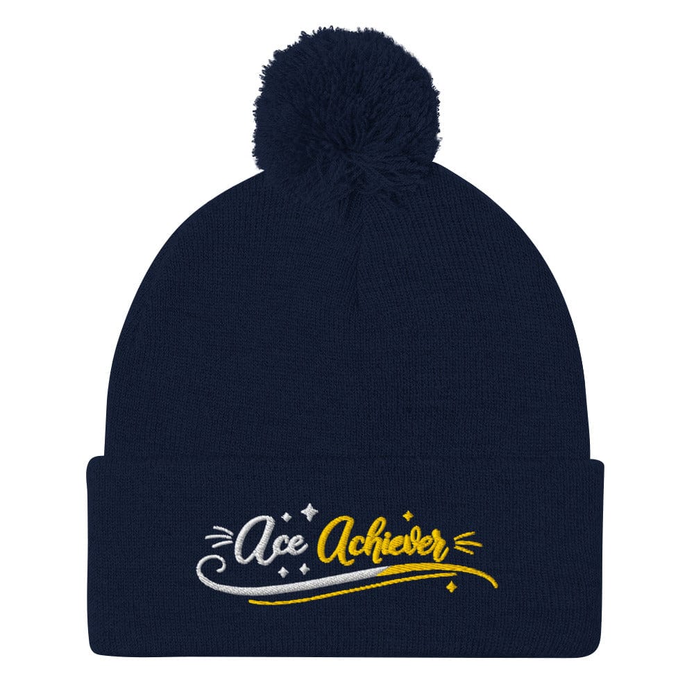 Ace Achiever Embroidered Golf Pom-Pom Beanie - Funny Golf Tee by Swing Epic