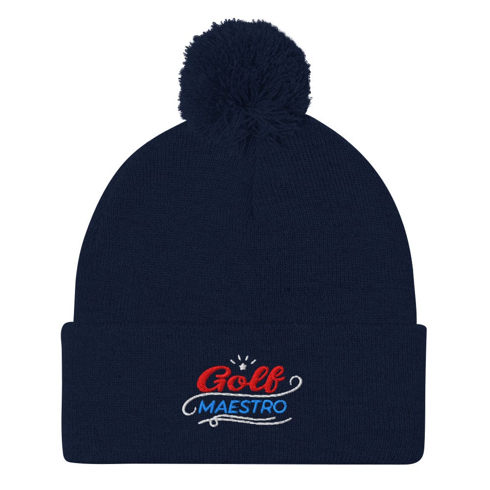 Golf Maestro Fun Embroidered Golf Pom-Pom Beanie - Funny Golf Tee by Swing Epic