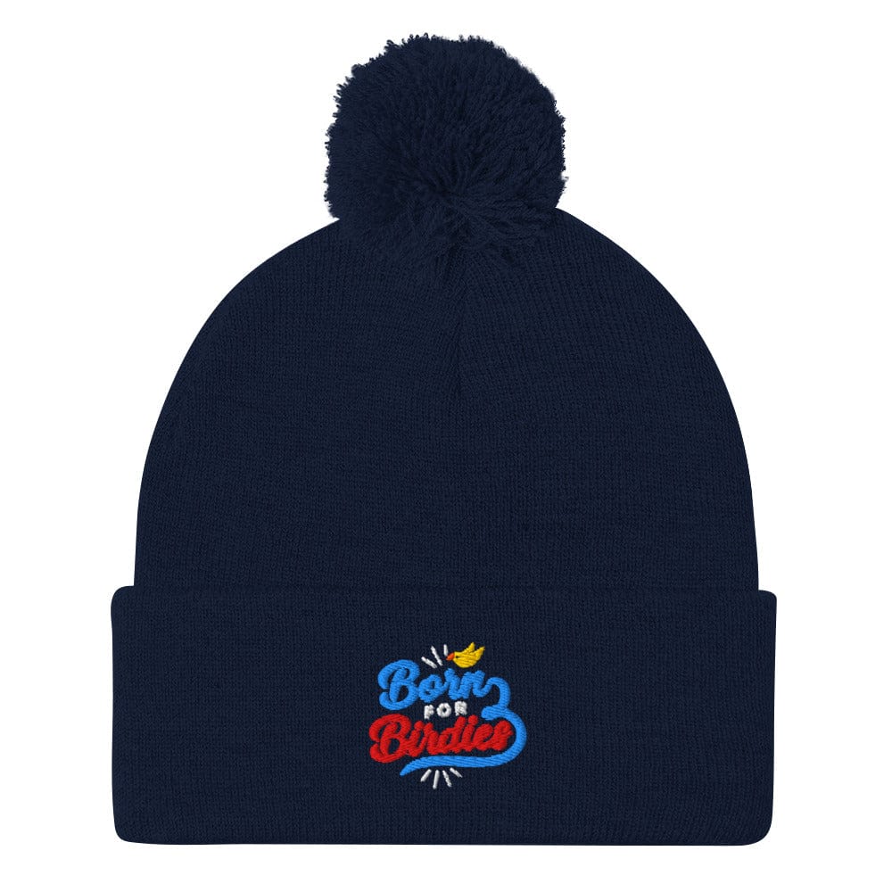 Born For Birdies Quirky Fun Embroidered Golf Pom-Pom Beanie - Funny Golf Tee by Swing Epic