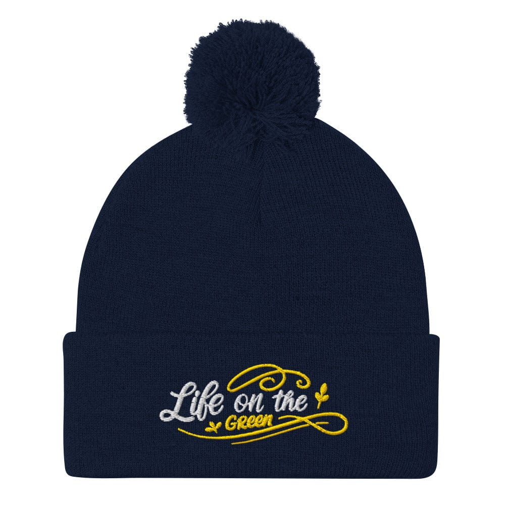 Life on the Green Embroidered Golf Pom-Pom Beanie - Funny Golf Tee by Swing Epic
