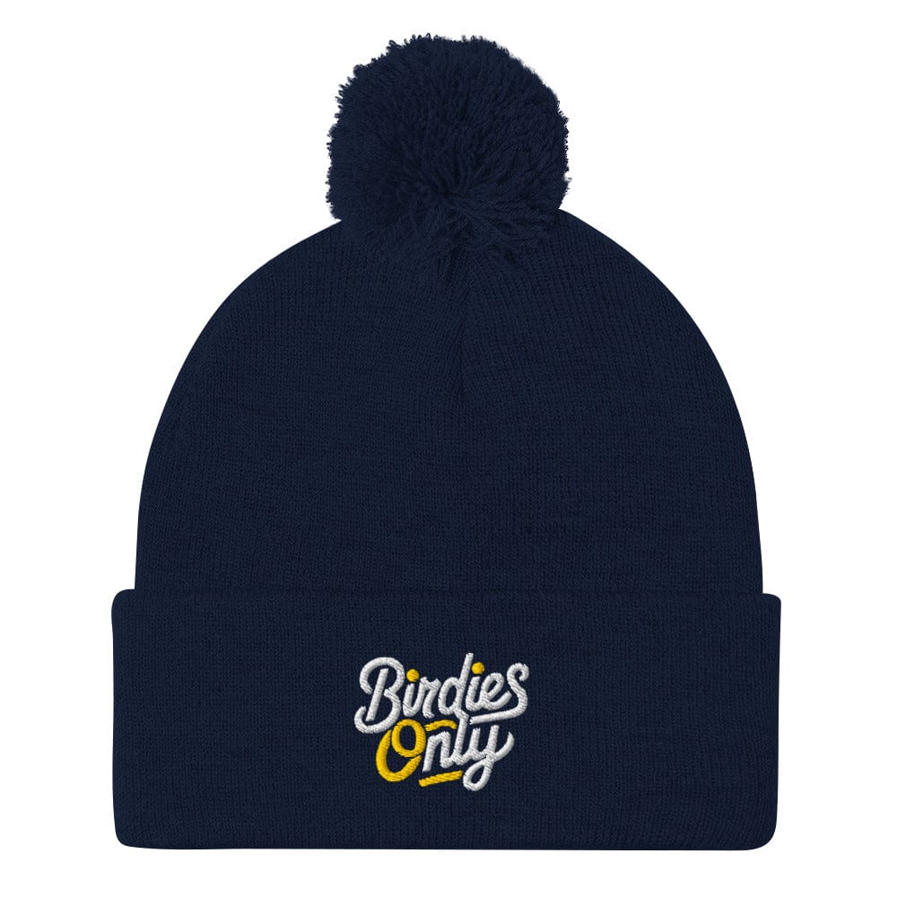 Birdies Only Fun Embroidered Golf Pom-Pom Beanie - Funny Golf Tee by Swing Epic