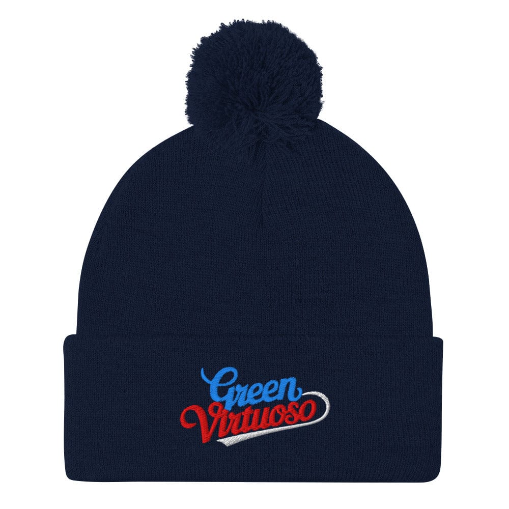 Green Virtuoso Embroidered Golf Pom-Pom Beanie - Funny Golf Tee by Swing Epic