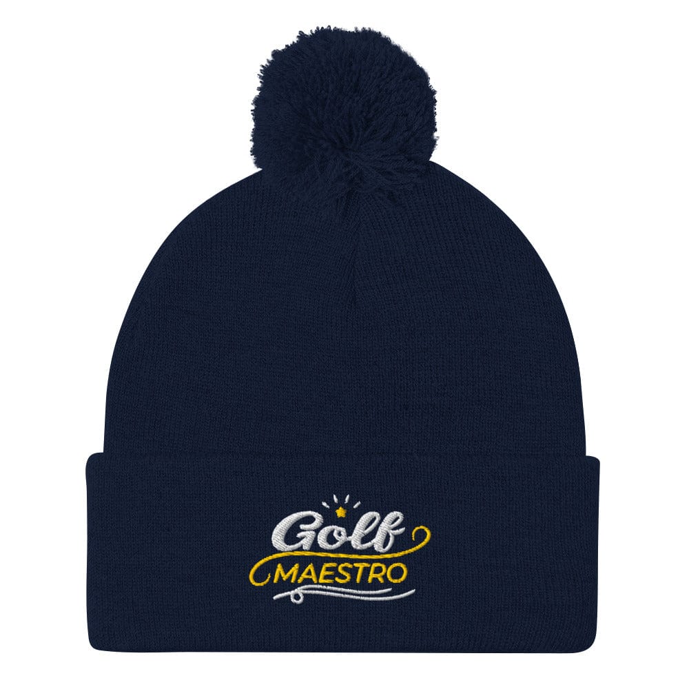 Golf Maestro Fun Embroidered Golf Pom-Pom Beanie - Funny Golf Tee by Swing Epic