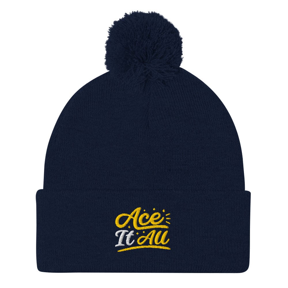 Ace It All Embroidered Golf Pom-Pom Beanie - Funny Golf Tee by Swing Epic