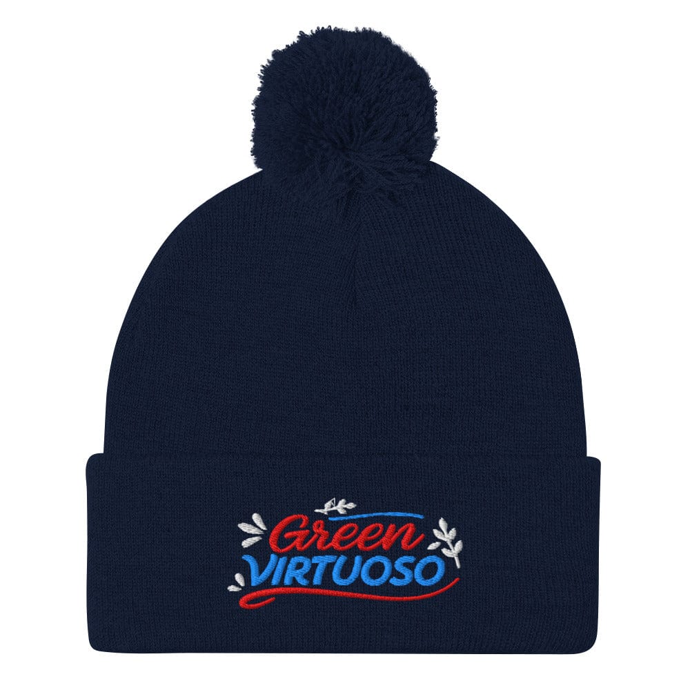 Green Virtuoso Spark Joy Embroidered Golf Pom-Pom Beanie - Funny Golf Tee by Swing Epic