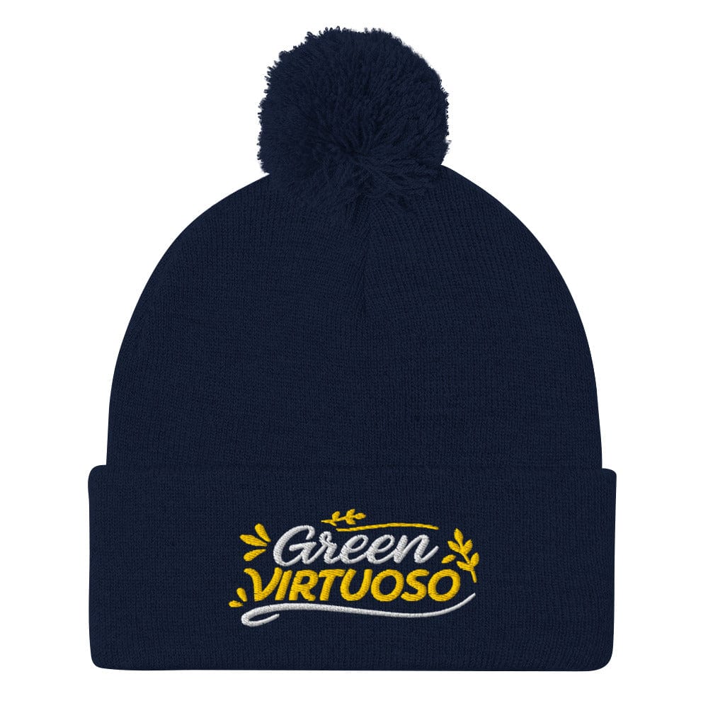 Green Virtuoso Spark Joy Embroidered Golf Pom-Pom Beanie - Funny Golf Tee by Swing Epic
