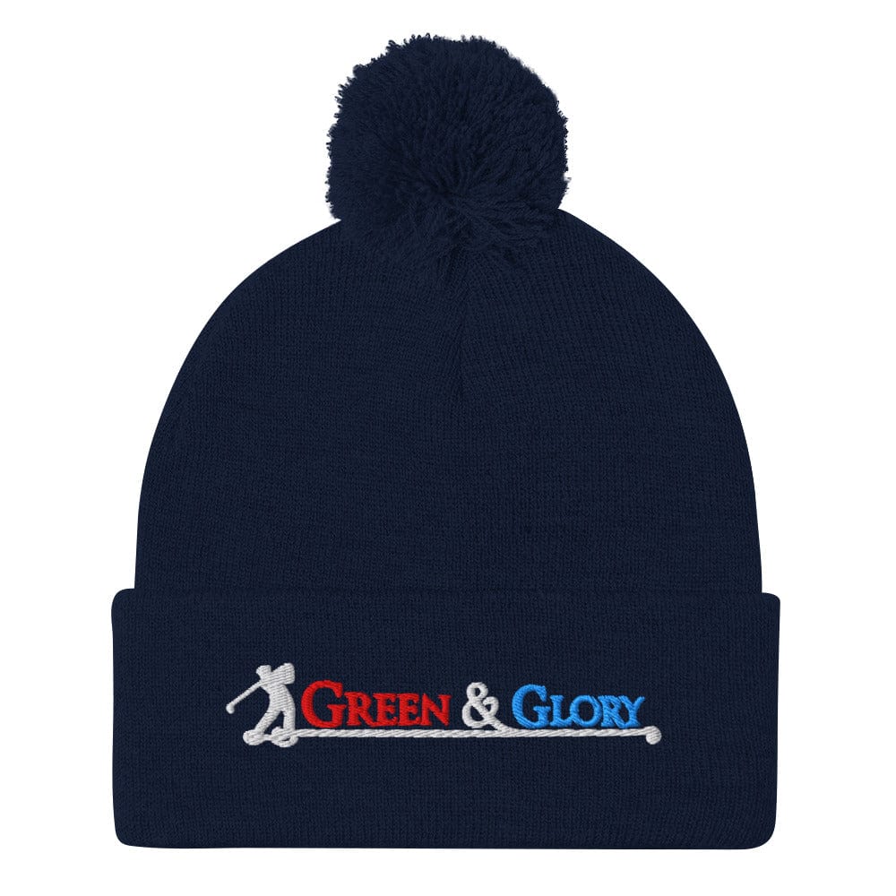 Green & Glory Embroidered Golf Pom-Pom Beanie - Funny Golf Tee by Swing Epic