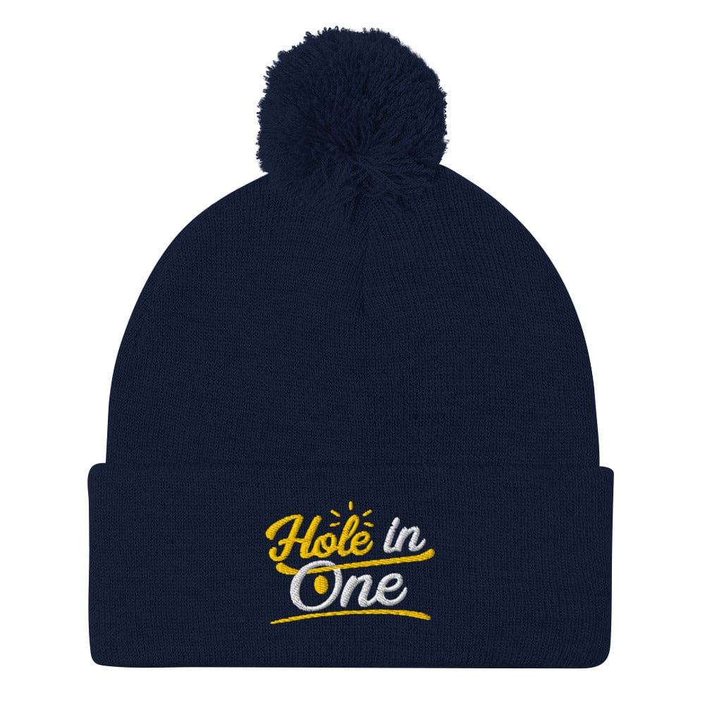 Hole in One Embroidered Golf Pom-Pom Beanie - Funny Golf Tee by Swing Epic