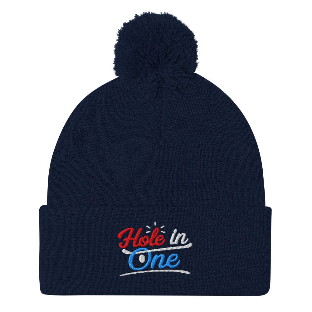 Hole in One Embroidered Golf Pom-Pom Beanie - Funny Golf Tee by Swing Epic