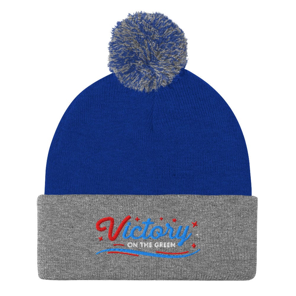 Victory On The Green Stylish Embroidered Golf Pom-Pom Beanie - Funny Golf Tee by Swing Epic