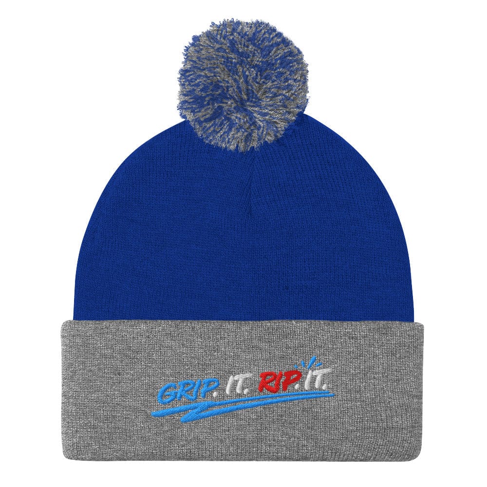 Grip It Rip It Embroidered Golf Pom-Pom Beanie - Funny Golf Tee by Swing Epic