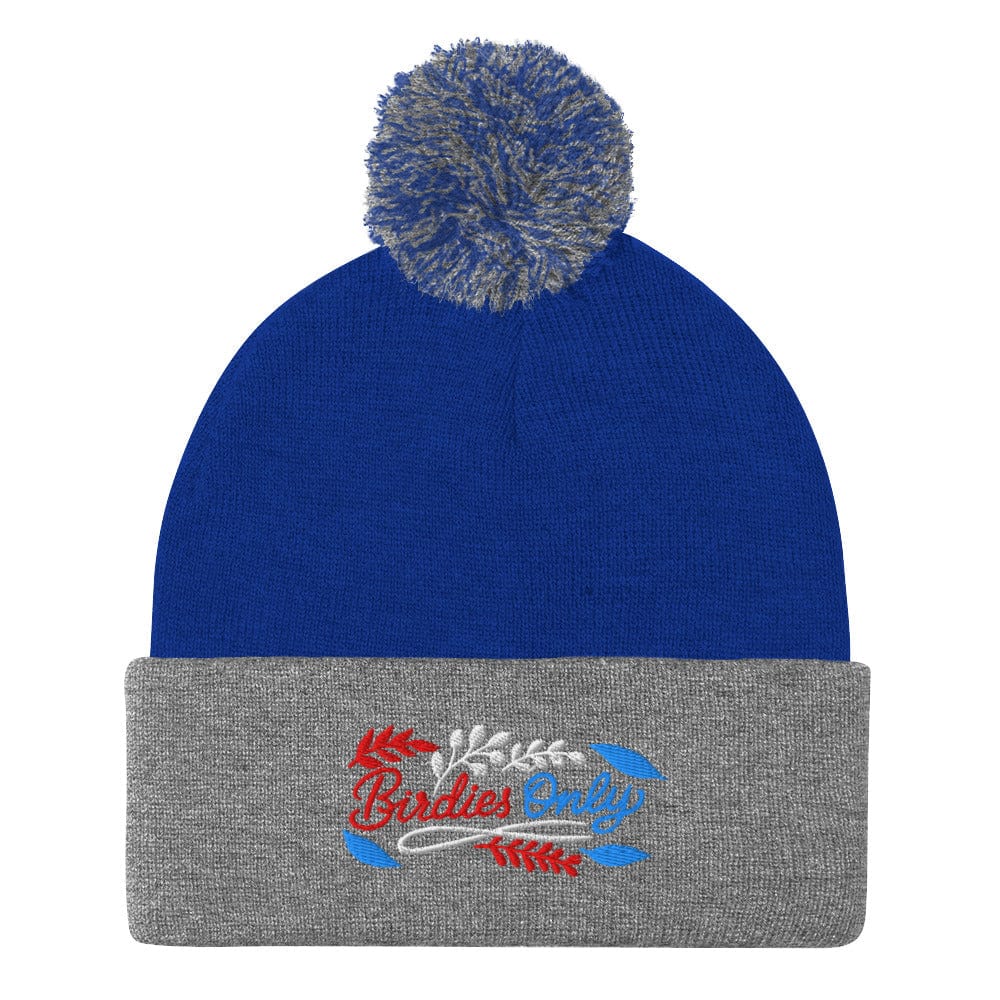 Birdies Only Quirky Fun Embroidered Golf Pom-Pom Beanie - Funny Golf Tee by Swing Epic