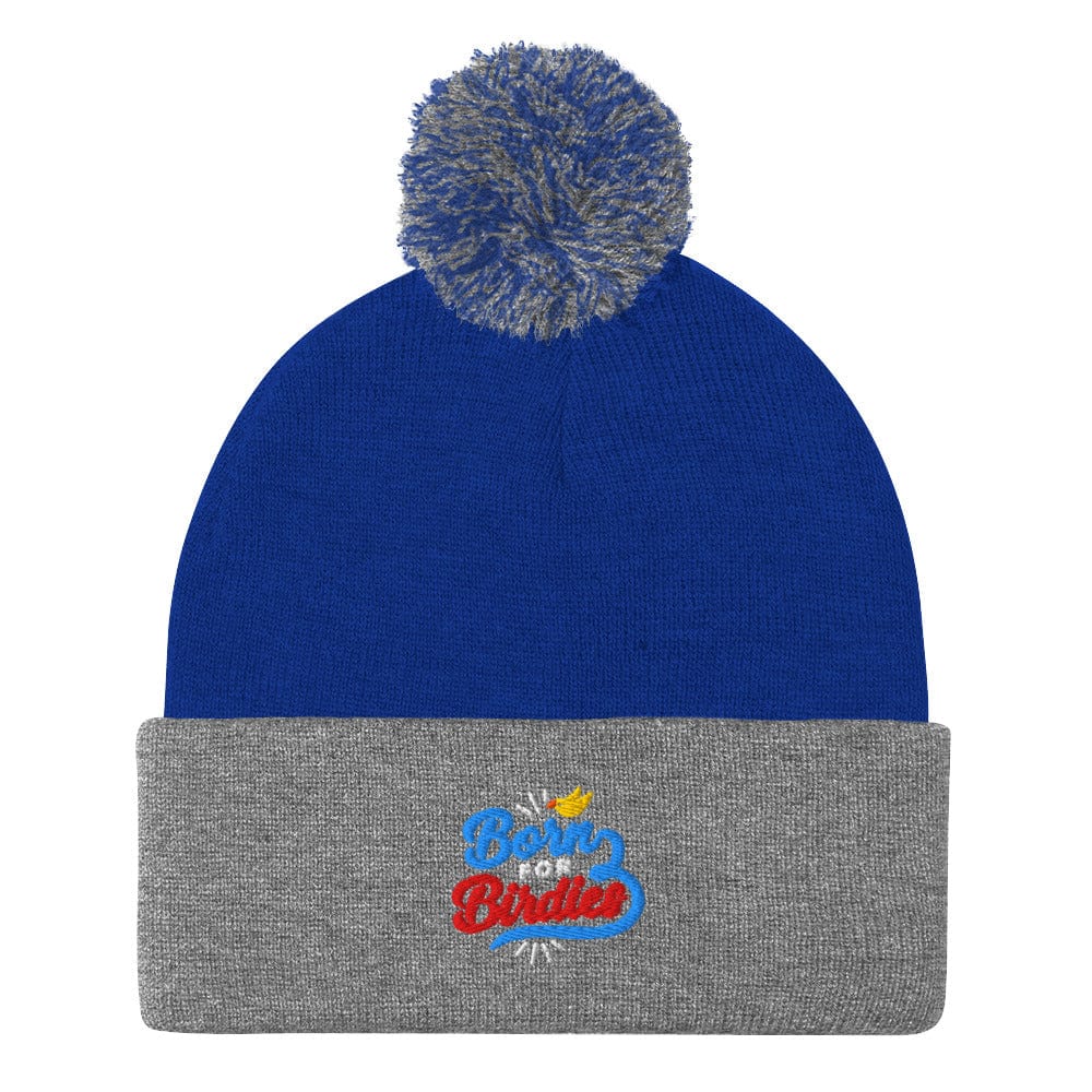 Born For Birdies Quirky Fun Embroidered Golf Pom-Pom Beanie - Funny Golf Tee by Swing Epic