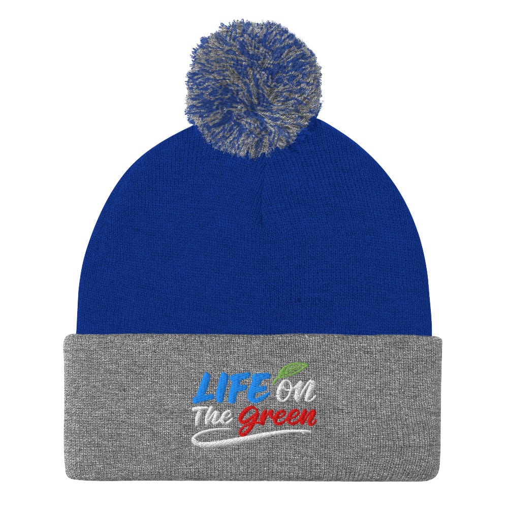 Life on The Green Fun Embroidered Golf Pom-Pom Beanie - Funny Golf Tee by Swing Epic