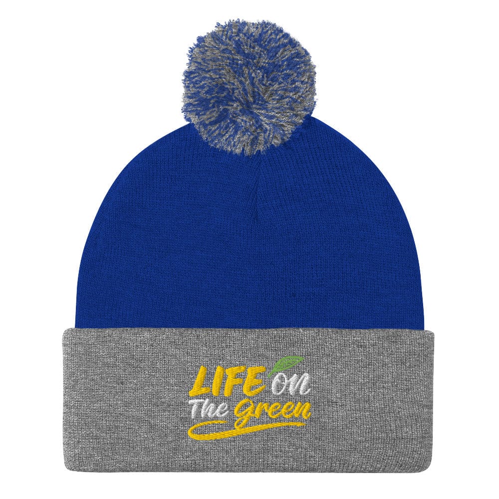 Life on The Green Fun Embroidered Golf Pom-Pom Beanie - Funny Golf Tee by Swing Epic