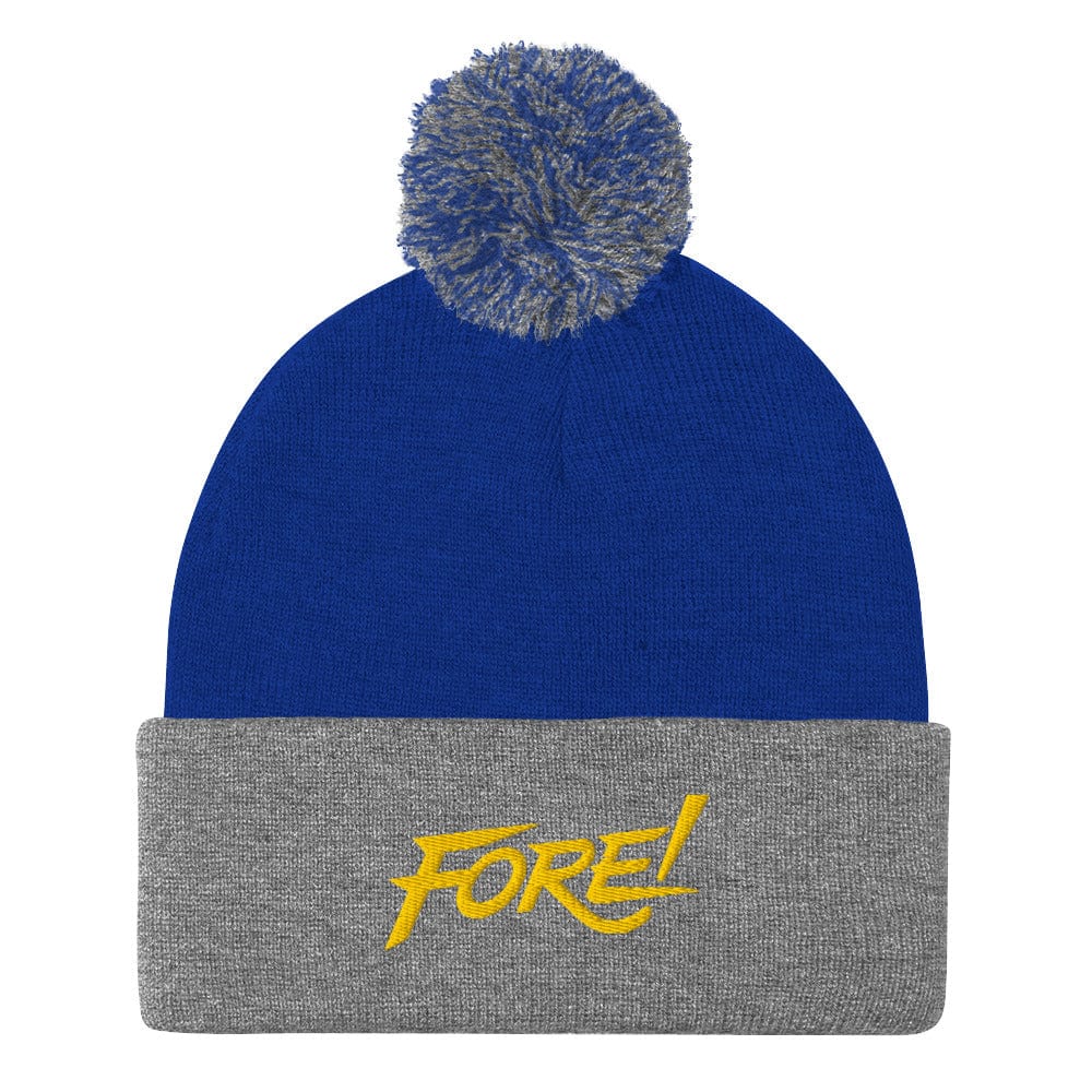 FORE Lookout Fun Embroidered Golf Pom-Pom Beanie - Funny Golf Tee by Swing Epic
