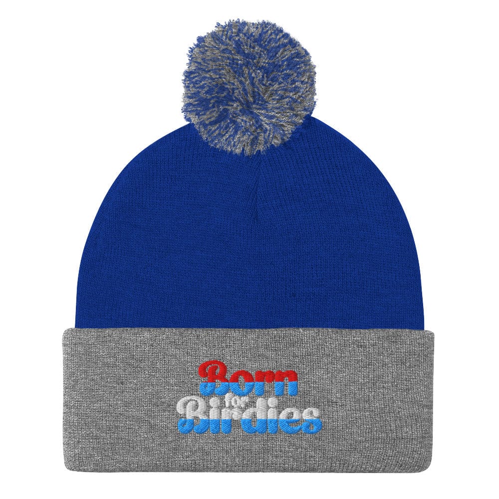 Born For Birdies Quirky Fun Embroidered Golf Pom-Pom Beanie - Funny Golf Tee by Swing Epic