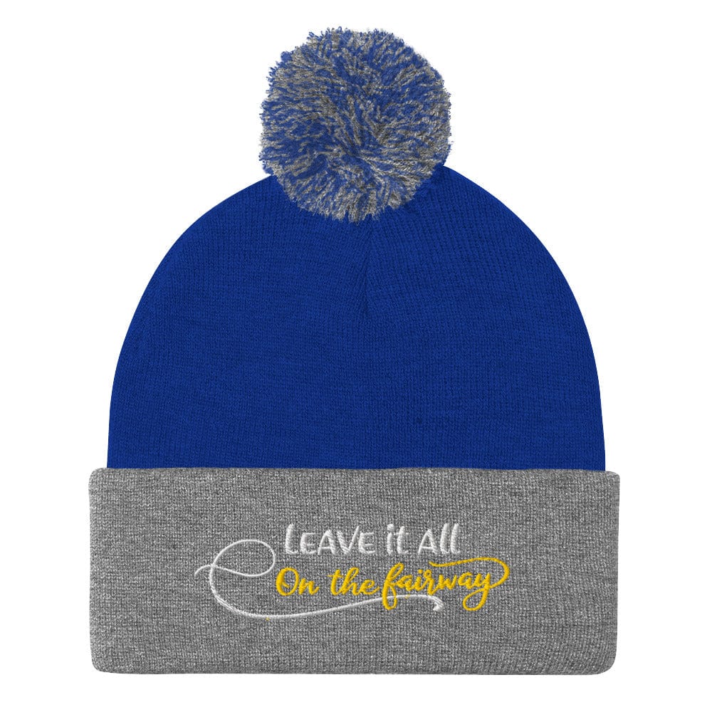 Leave It All On The Fairway Embroidered Golf Pom-Pom Beanie - Funny Golf Tee by Swing Epic