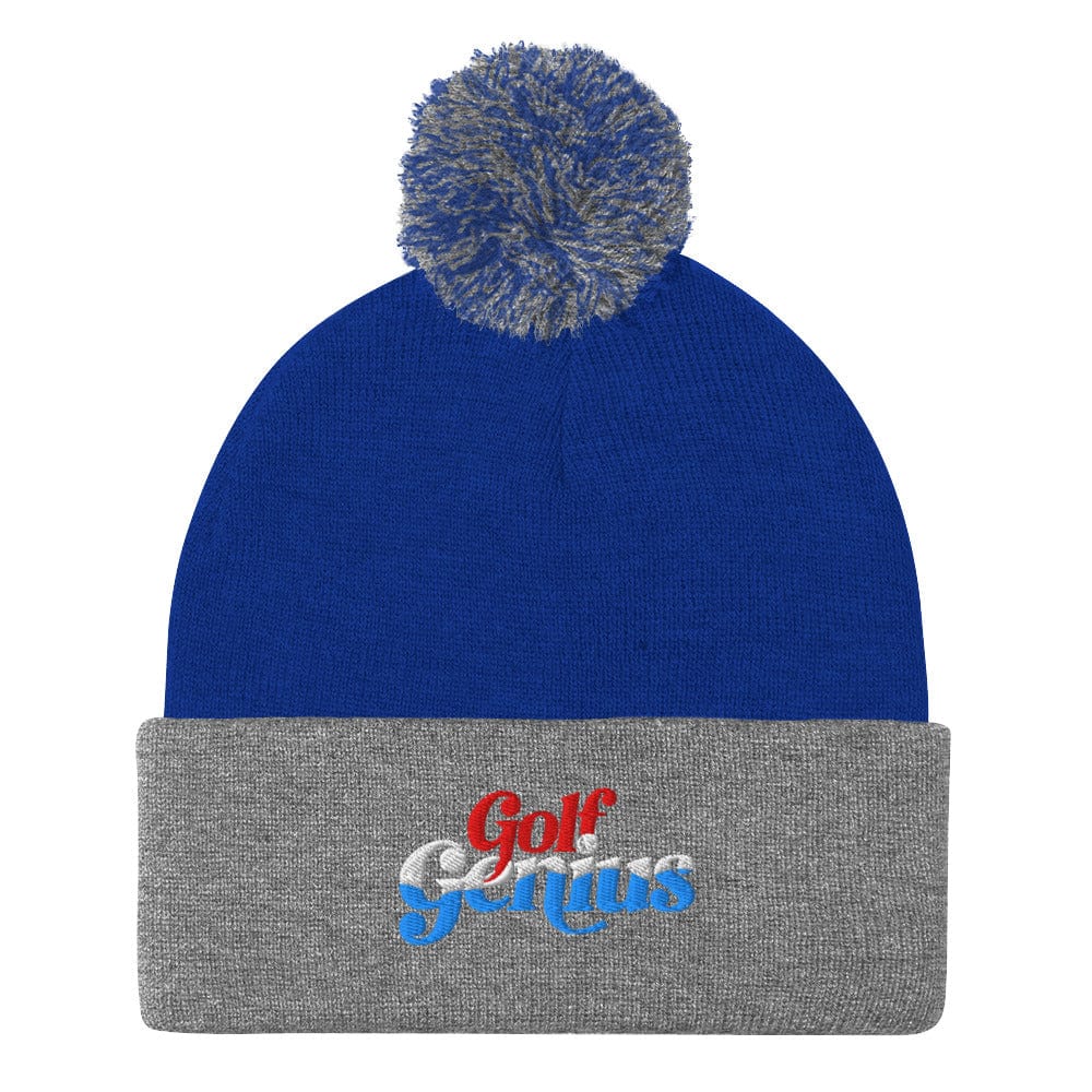 Golf Genius Embroidered Golf Pom-Pom Beanie - Funny Golf Tee by Swing Epic