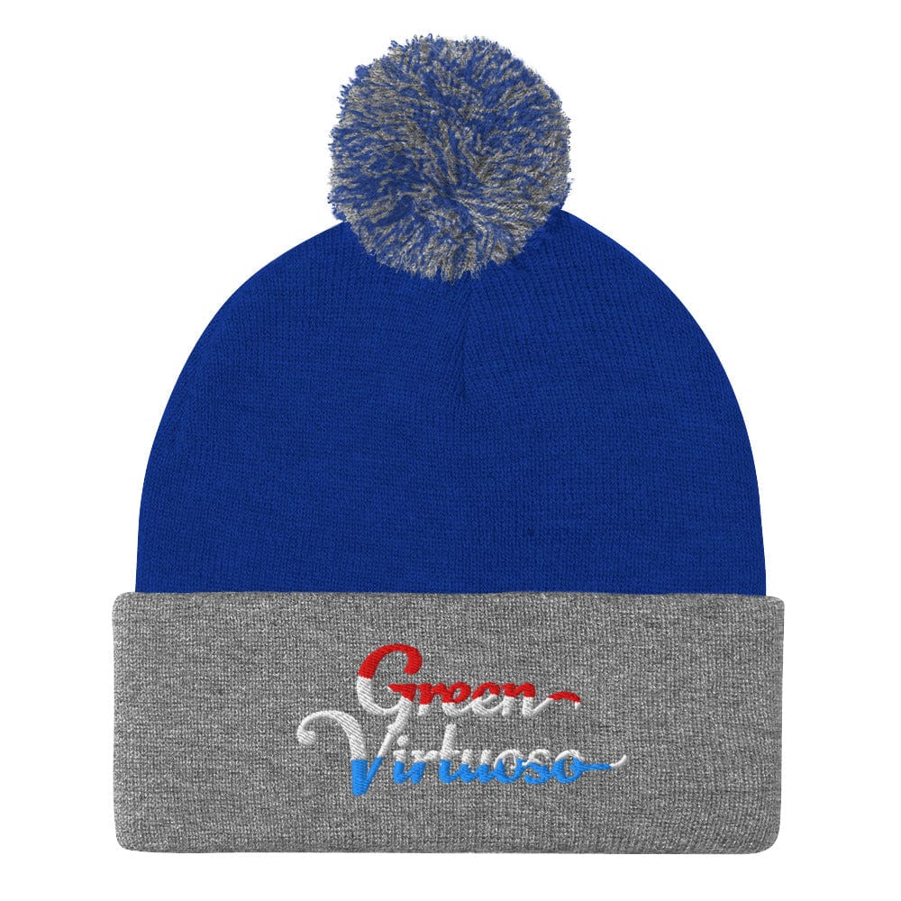 Green Virtuoso Fun Embroidered Golf Pom-Pom Beanie - Funny Golf Tee by Swing Epic