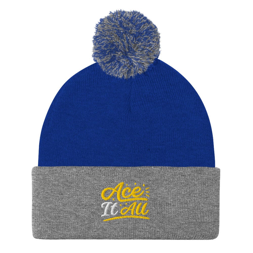 Ace It All Embroidered Golf Pom-Pom Beanie - Funny Golf Tee by Swing Epic