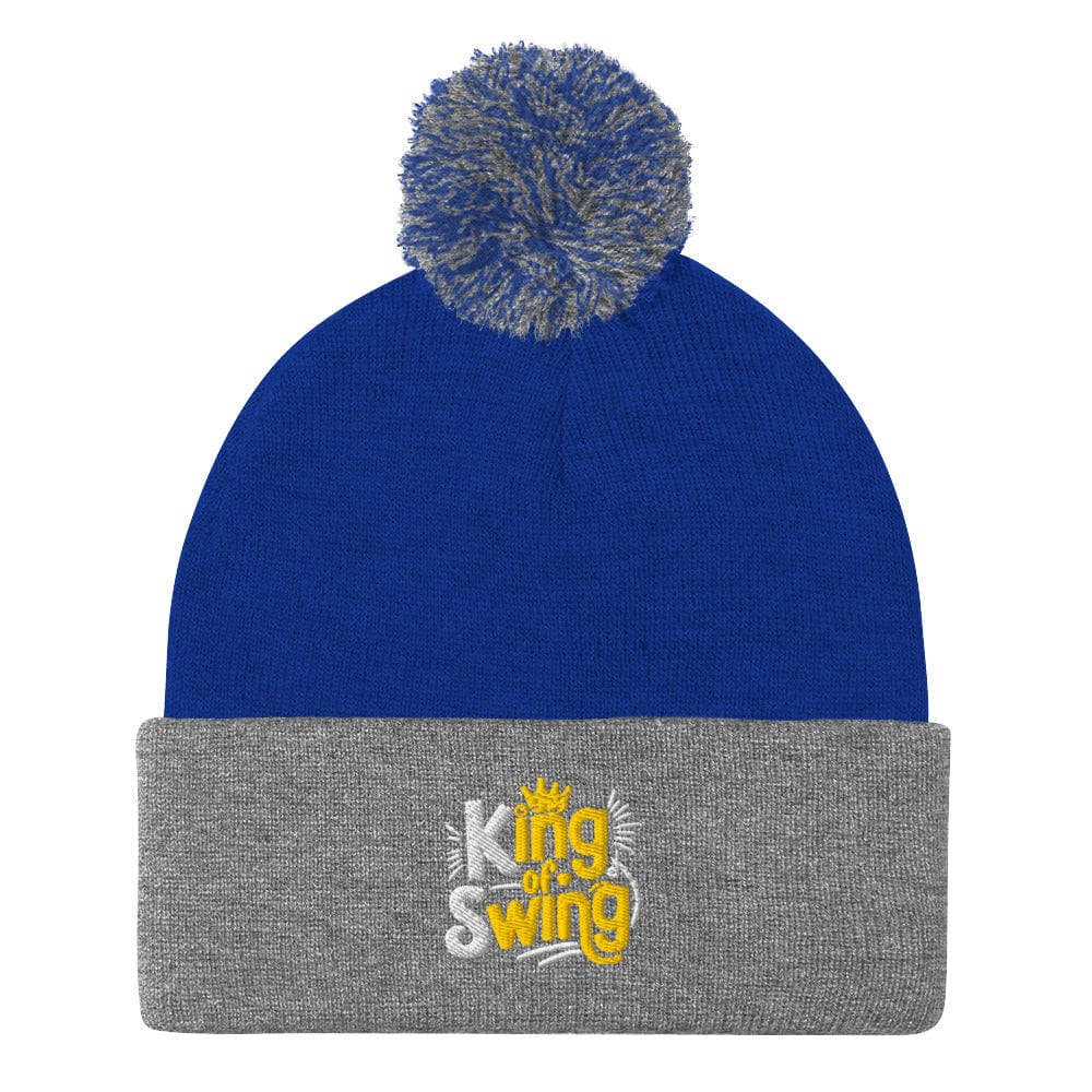 King of Swing Embroidered Golf Pom-Pom Beanie - Funny Golf Tee by Swing Epic