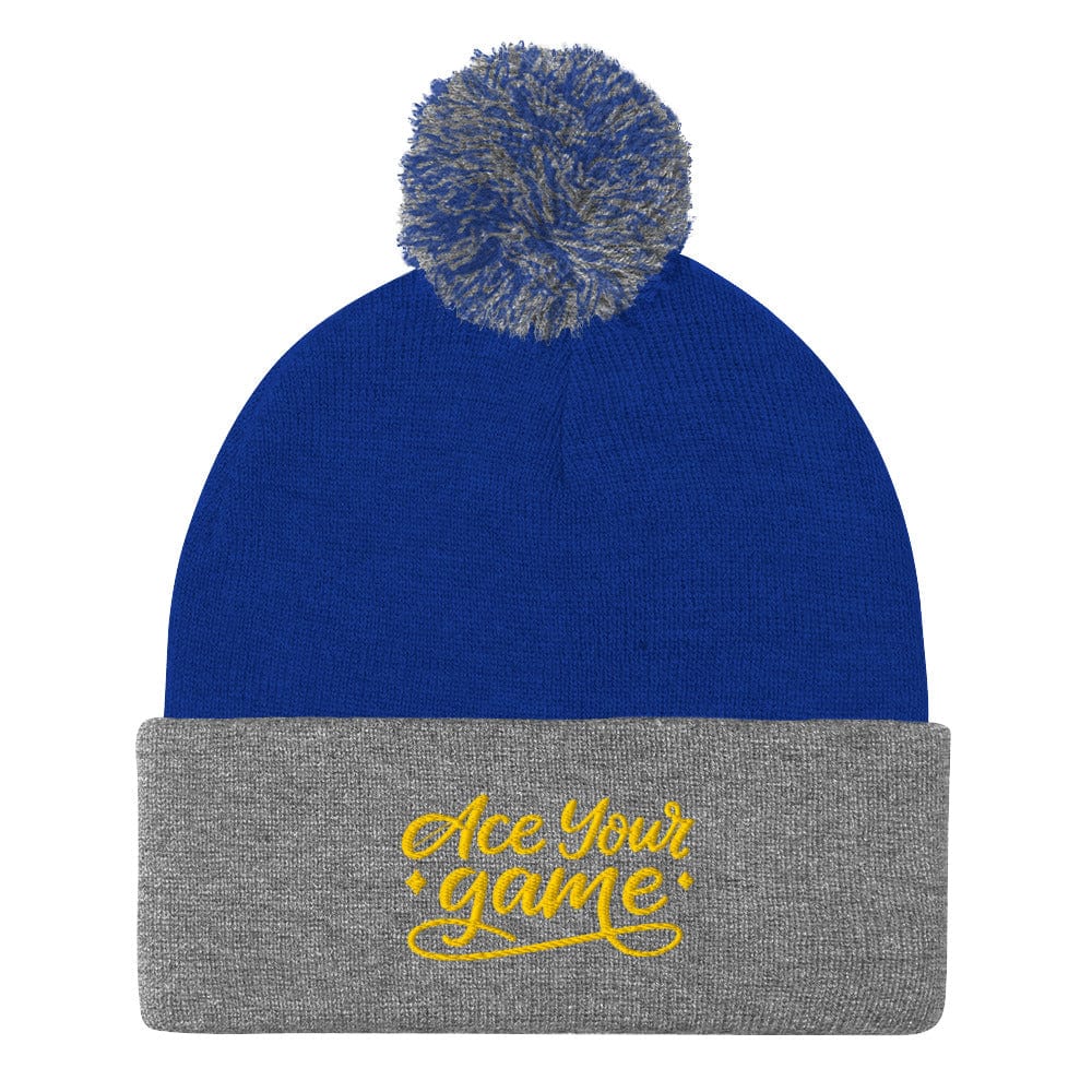 Ace Your Game Embroidered Golf Pom-Pom Beanie - Funny Golf Tee by Swing Epic