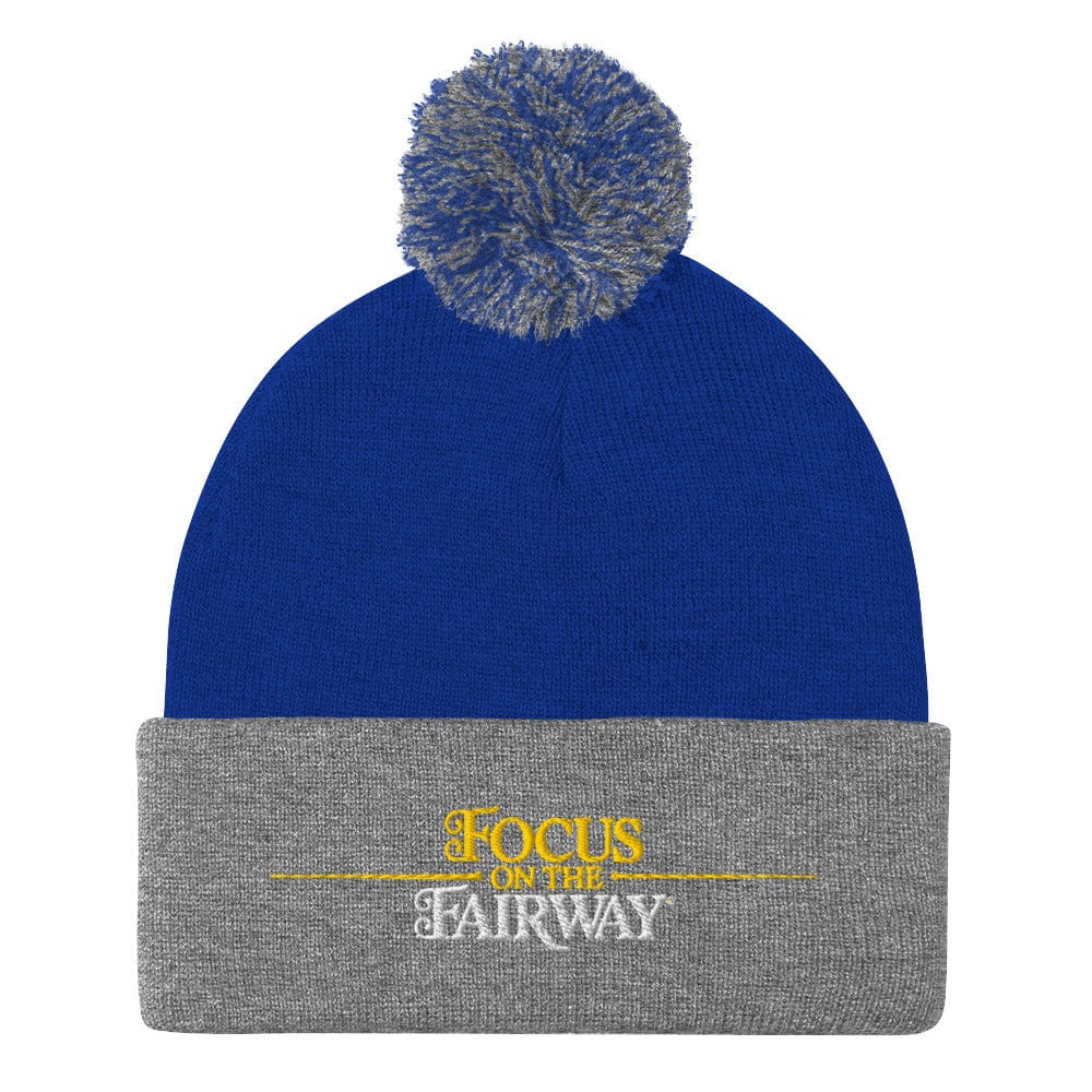 Focus on the Fairway Embroidered Golf Pom-Pom Beanie - Funny Golf Tee by Swing Epic