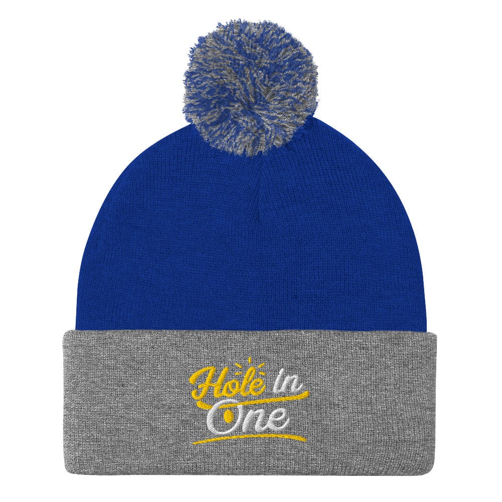 Hole in One Embroidered Golf Pom-Pom Beanie - Funny Golf Tee by Swing Epic