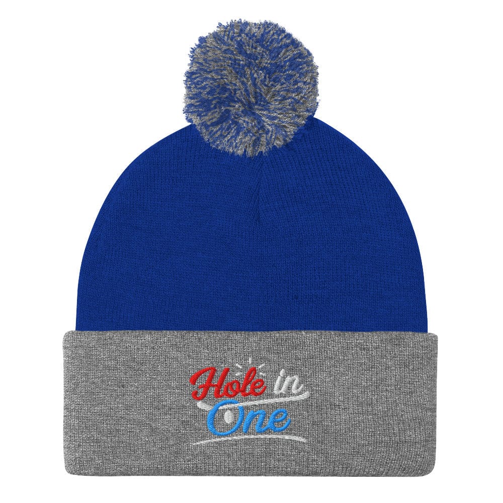 Hole in One Embroidered Golf Pom-Pom Beanie - Funny Golf Tee by Swing Epic