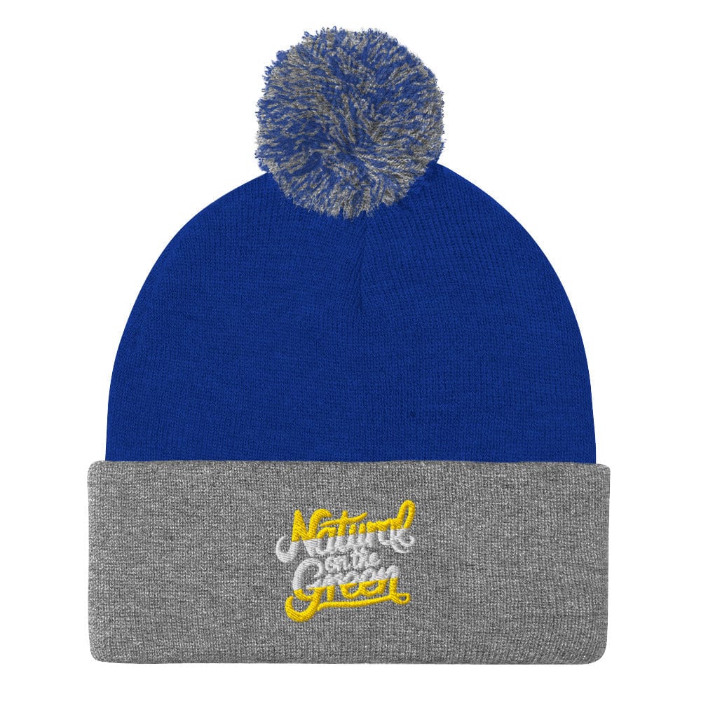 Natural On The Green Embroidered Golf Pom-Pom Beanie - Funny Golf Tee by Swing Epic