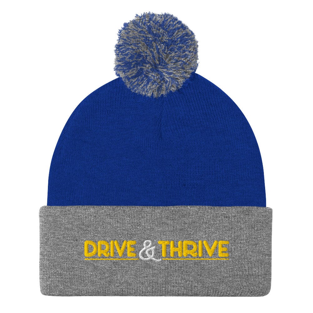 Drive & Thrive Embroidered Golf Pom-Pom Beanie - Funny Golf Tee by Swing Epic