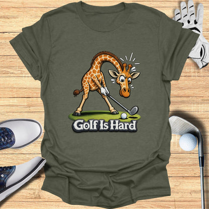 Funny Giraffe Golf Is Hard Graphic Tee-Shirt