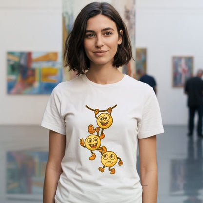 Cheerful Emoji Characters White T-Shirt
