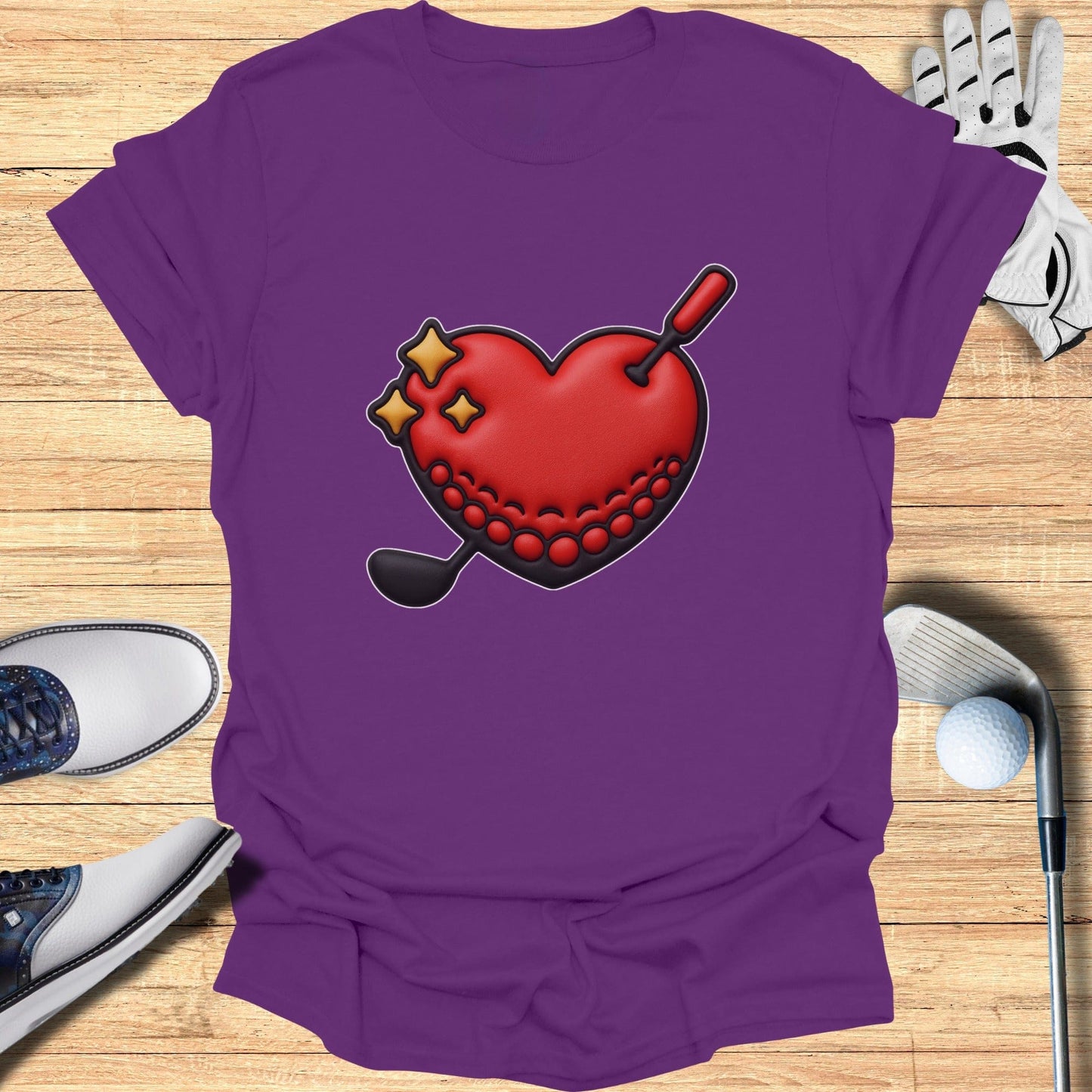 Golf Heart Design Purple Casual Wear T-Shirt