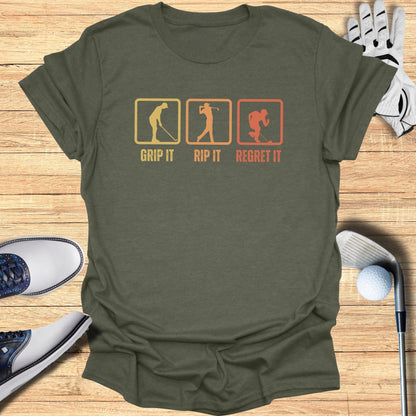 Grip Rip Regret T-Shirt - Funny Golf Tee by Swing Epic