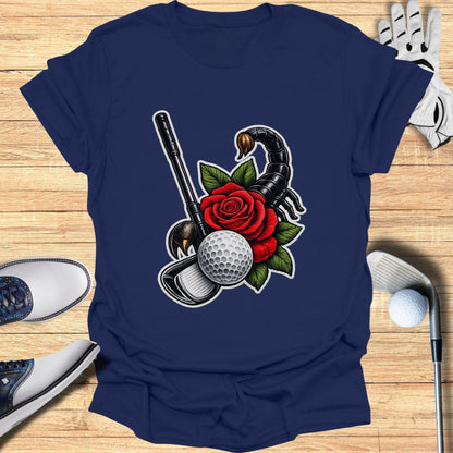 Scorpion Rose Golf Design T-Shirt for Enthusiasts